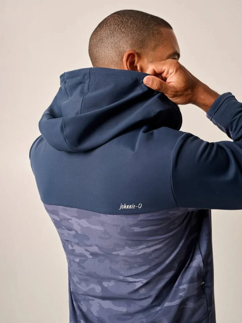 Johnnie-O Callahan Hooded Performance Camo Jacket Nylon Navy Blue Size XXL